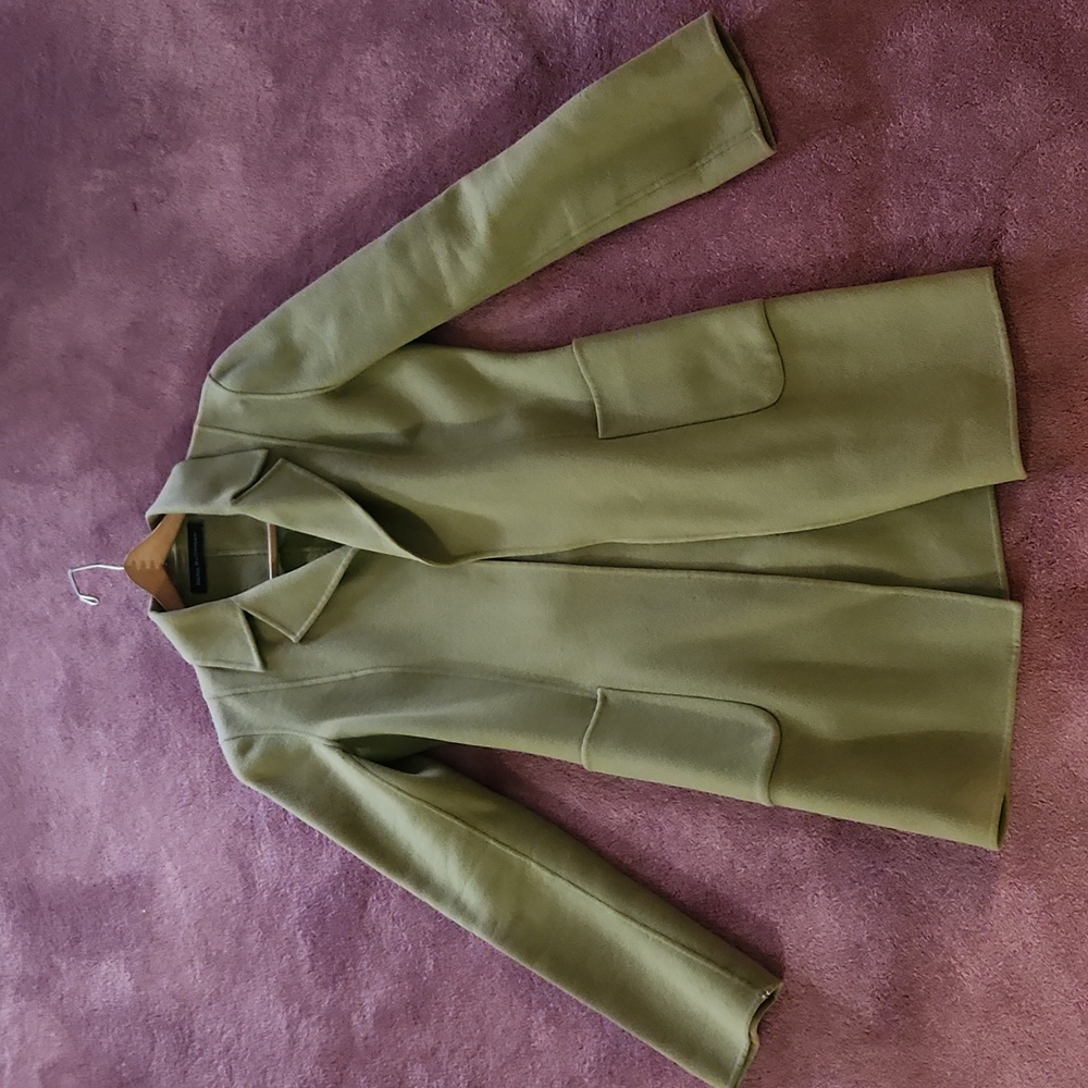 Dana Buchman Wool Cashmere Car Coat no lining S/M long sleeves Green